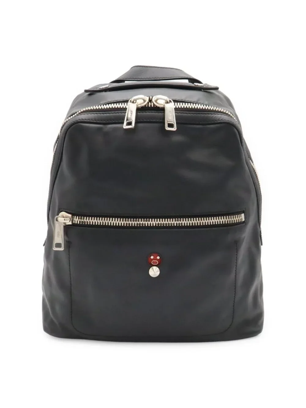 Fendi Backpack Leather Black Silver